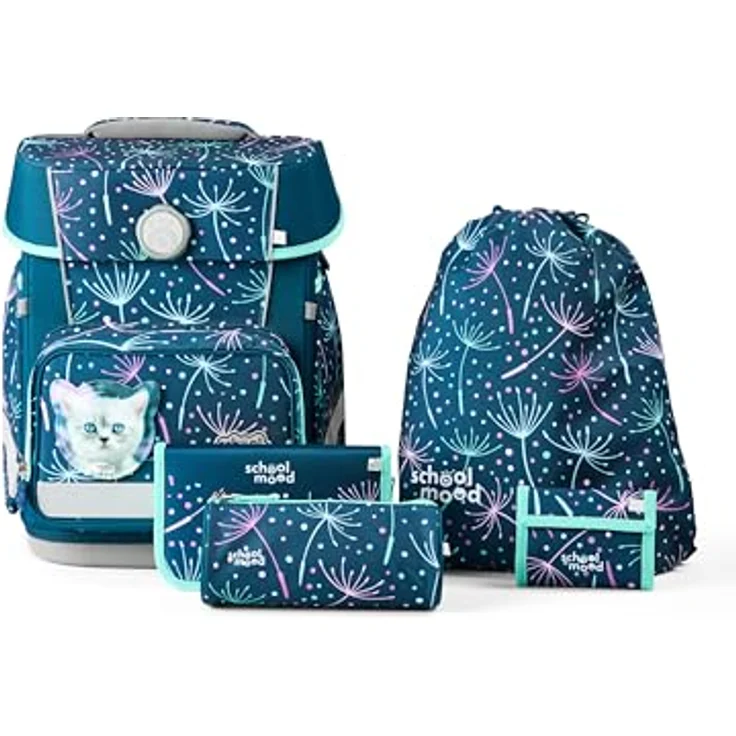 SCHOOL-MOOD Champion Maxx Pro Schulranzen-Set 6-teilig, höhenverstellbar, 22 L, ca. 1,1 kg – Motiv Lina (Kätzchen), ergonomisch für Grundschule 1.–4. Klasse, Modell 2026 – Bild 1
