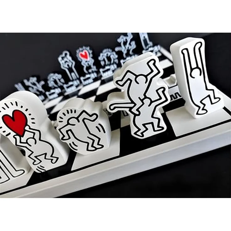 Vilac Mein Schachspiel Keith Haring, klassisches Holzschachspiel mit Baumwolltasche, bunt – Bild 14