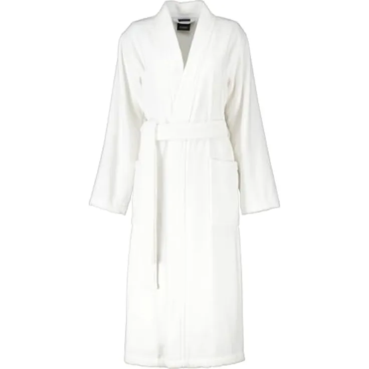 Cawoe Damen-Bademantel 826, Weiß, kimono-Optik mit praktischem Bindegürtel, Größen XS-XL