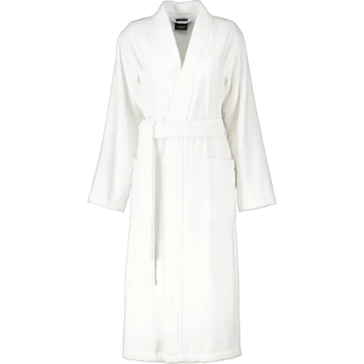 Cawoe Damen-Bademantel 826, Weiß, kimono-Optik mit praktischem Bindegürtel, Größen XS-XL – Bild 1