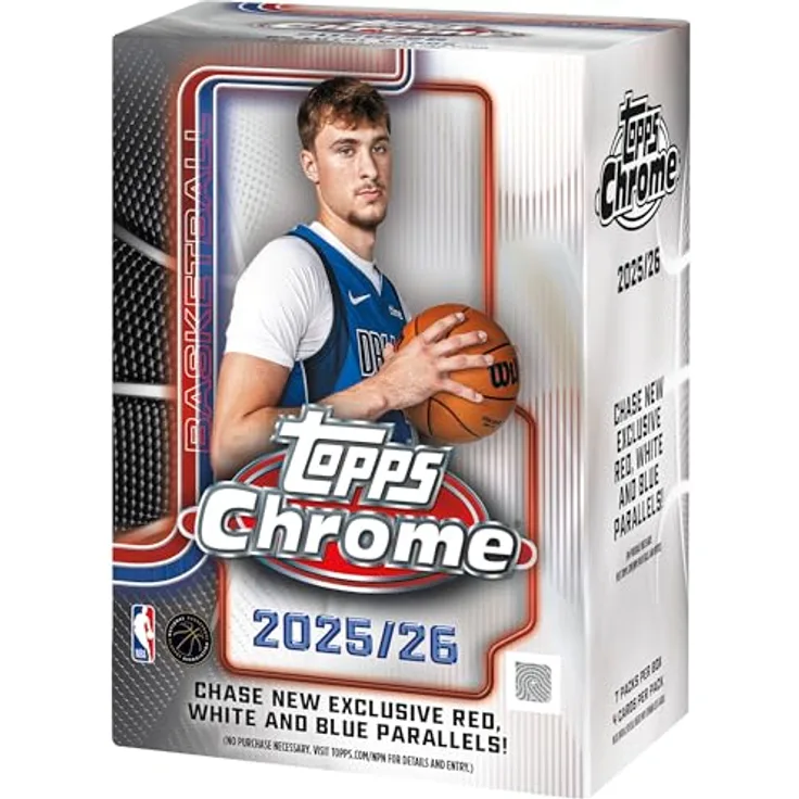 Topps 2025-26 Chrome Basketball Value Box, Sammelkarten-Set mit Refractors, Parallels und Rookies