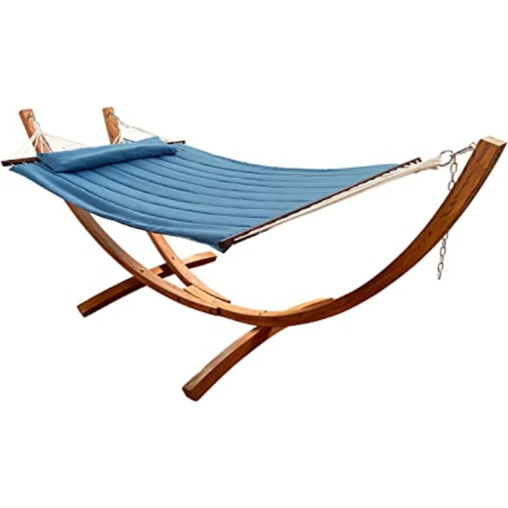 AXI Hawaï Hängematte für 2 Personen mit Gestell aus Holz | Outdoor Hängematten-Set mit Holzgestell & XXL Hängematte in Blau. – Bild 1
