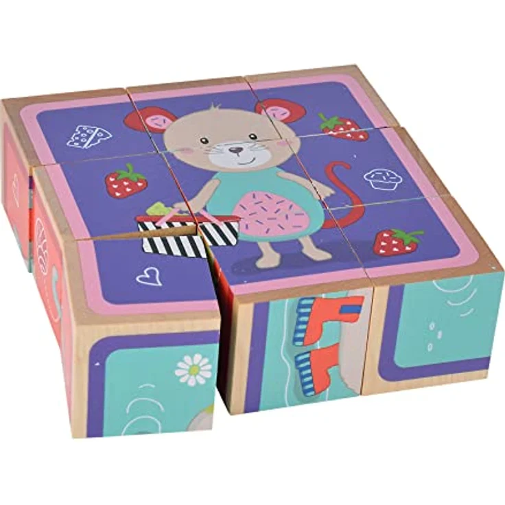 Eichhorn - Bilderwürfel Friends aus 9 Bausteinen mit 6 Tiermotiven, 9-teilig, 12x12 cm, 100 % FSC Zertifiziertes Birkenholz, ab 3 Jahren – Bild 5