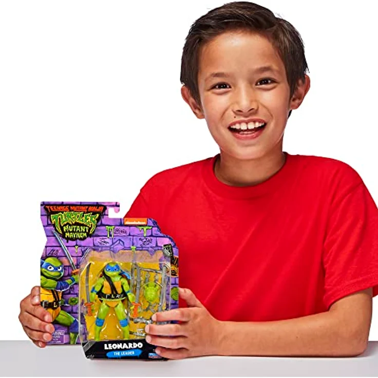 Teenage Mutant Ninja Turtles Leonardo Basic Figure, 11,4 cm große Sammelfigur mit 12 Gelenken, ikonischem Doppel-Katana und Zubehör – Bild 4