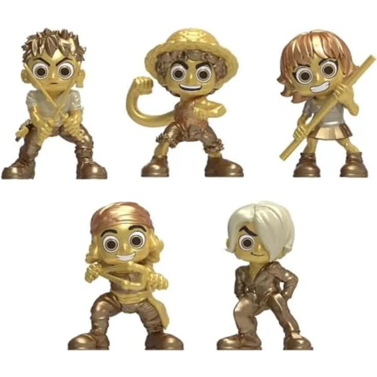 PhatMojo One Piece Minifiguren Set Gold, 6,5 cm, Sammelfiguren mit Monkey D. Luffy, Nami, Usopp, Sanji und Roronoa Zoro – Bild 1