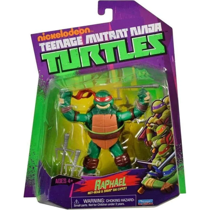 Playmates Toys Teenage Mutant Ninja Turtles World of TMNT Actionfigur Raphael, 11 cm, detailgetreu, beweglich mit Sai-Waffen