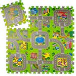 Relaxdays Puzzlematte Straße, 9-teilige Spielmatte für Kinder & Babys, schadstofffrei, EVA Schaumstoff, 90 x 90 cm, bunt