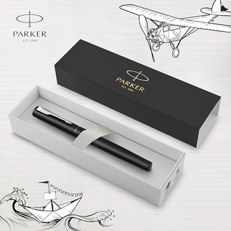 Parker Füllfederhalter Füller Vector XL Metallic black M-Feder - Stilvolles Design, Quink-Tinte, ergonomische Form – Bild 7