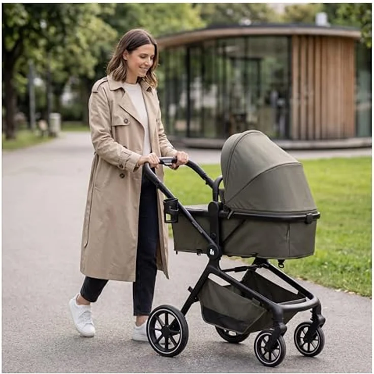 Hauck 2in1 Kinderwagen Convert N Care, Kombikinderwagen mit Babywanne und Sitzfunktion, Olive, inkl. Gratis Mobilitätsgarantie – Bild 9