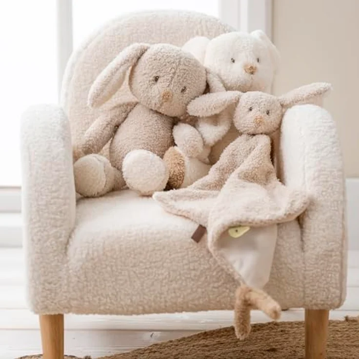 Nattou Kuscheltier Hase Teddy, Wegbegleiter ab der Geburt, 34 cm, Polyester, Kuschelig und vegan, Beige – Bild 3