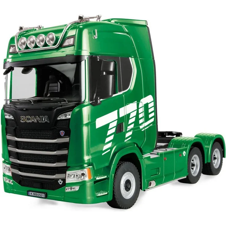 Amewi Scania 770 S Zugmaschine 6x4 1:18 RTR, ferngesteuertes Modell in grün mit LED-Beleuchtung und Sattelkupplung