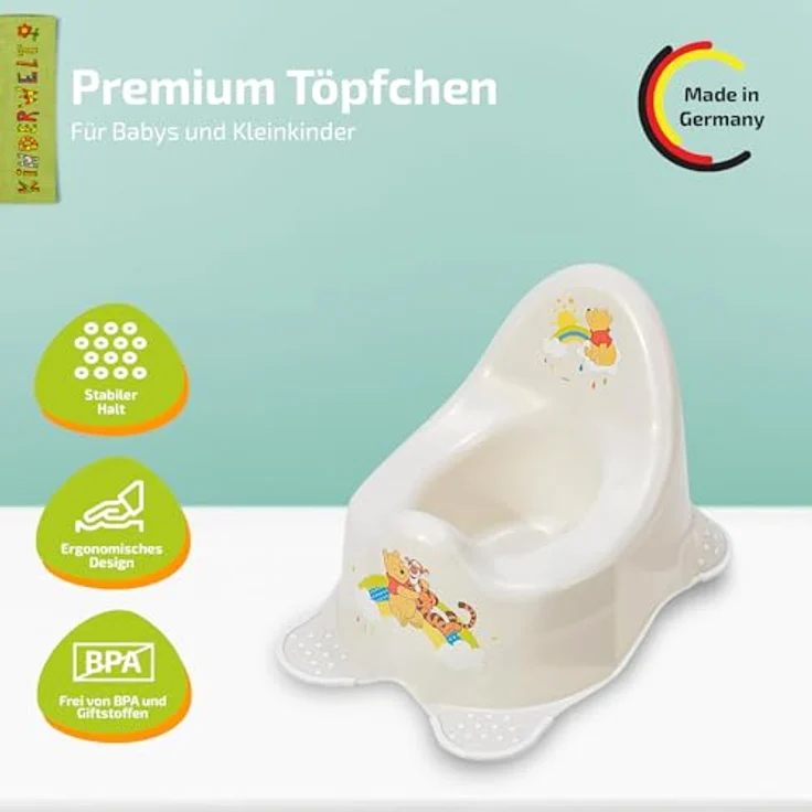 Perl Premium Töpfchen Disney Winnie Puuh für Babys und Kinder stabiler Babytopf mit Anti-Rutsch-Funktion perl weiß mit einzigartiger Maserung individueller angenehmer Glitzereffekt – Bild 2