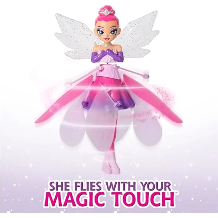 Spin Master Crystal Flyers Fliegende Fee 15 cm, rosa, interaktive fliegende Puppe mit Sensor und USB-Ladefunktion – Bild 3