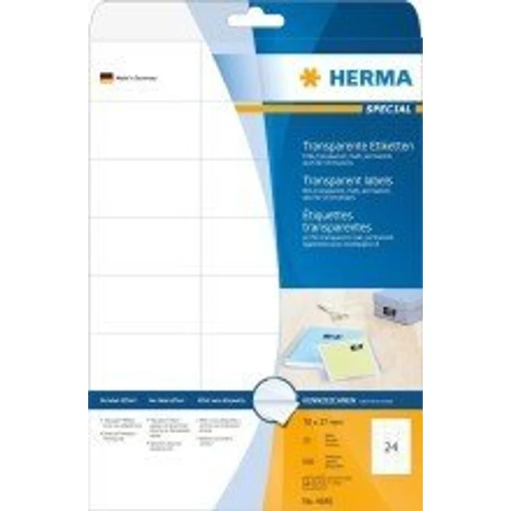 HERMA Etiketten transparent matt A4 70x37 mm Folie 600 St. - Papiermaterial – Bild 1