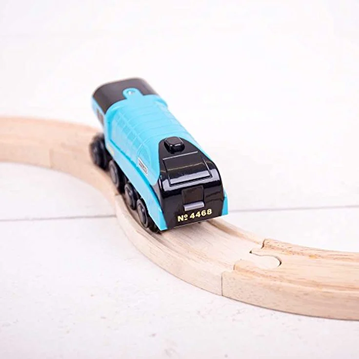 Bigjigs Rail Mallard, Batteriebetriebene Lokomotive für Modelleisenbahnen, kompatibel mit Holzschienenbahnen – Bild 4