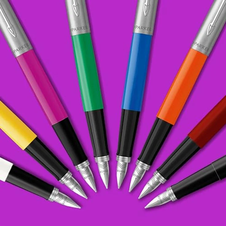 Parker Jotter Originals C.C., Füllhalter mit Edelstahlzierteilen, rot, M Linienbreite, blaue Tinte – Bild 4