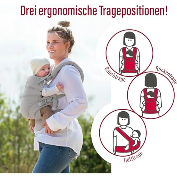Manduca XT, Babytrage aus 100% Bio-Baumwolle, 3 Tragepositionen, ergonomischer Hüftgurt, variabel einstellbar für Babys von 3,5 bis 20 kg – Bild 4