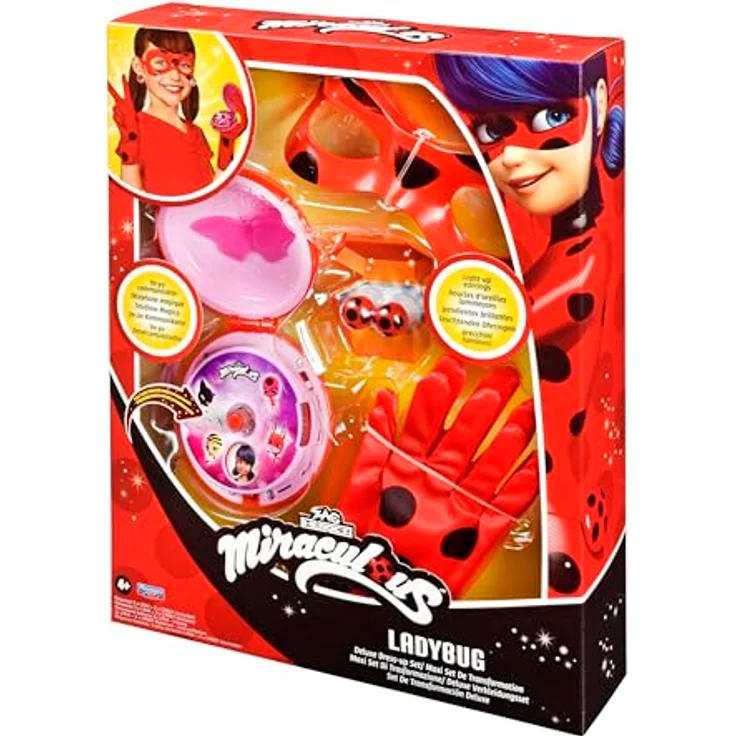 BANDAI Miraculous Ladybug Verwandlungsset, Kostüm mit Yo-Yo-Telefon (spricht Französisch), Maske, Handschuhe und leuchtenden Ohrringen, Spielzeug für Kinder ab 4 Jahren, P50619 – Bild 2