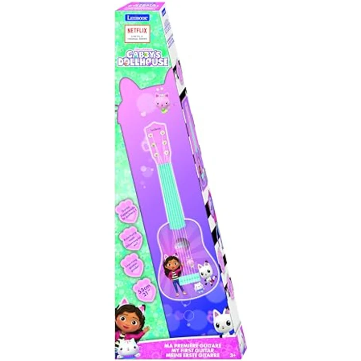 Gabby's Dollhouse Meine erste Gitarre, 21" Kinder-Gitarre in leuchtenden Farben mit süßen Motiven, Musikspielzeug – Bild 5