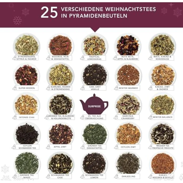 English Tea Shop ETS - BIO Tee Adventskalender "Christmas Vibes only", 24 erntefrische Tees in edlem Design, 25 Pyramidenbeutel – Bild 3