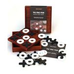 Iron And Glory Luckies Brettspiele-17774 Deluxe Tic-Tac-Toe aus Holz mit 10 Holz-Spielfiguren, braun/weißes Fell