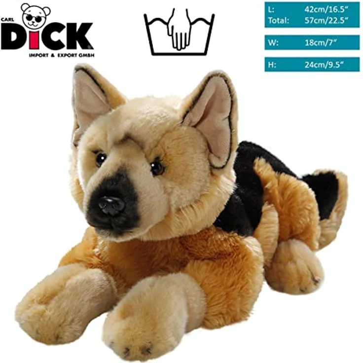 Carl Dick Schäferhund, Hund, Plüschtier, Kuscheltier ca. 42cm 3473, rötlich braun mit Schwarz, handgefertigt aus Deutschland – Bild 2