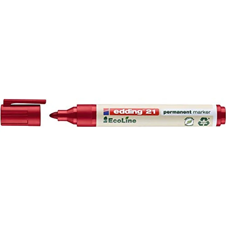 edding 21 Ecoline Permanentmarker - rot - 1 Stift - Rund-Spitze 1,5-3 mm - schnell trocknender Permanent Marker - wasserfest, wischfest - für Karton, Kunststoff, Holz, Metall - Universalmarker – Bild 2