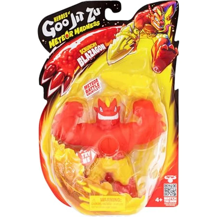 Heroes of Goo Jit Zu Meteor Madness Blazagon-Actionfigur, dehnbar mit knirschender Schleimfüllung und Meteor-Kampfhandschuh, bis auf das Dreifache der Größe dehnbar – Bild 3
