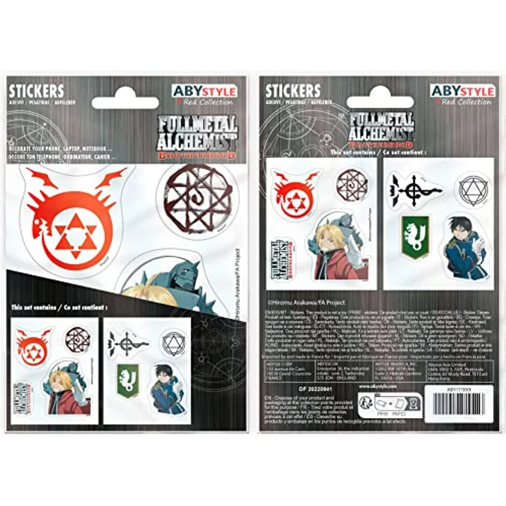 ABYstyle Fullmetal Alchemist Sticker Set, 2 Bögen mit detailreichen Motiven, 16x11cm – Bild 4