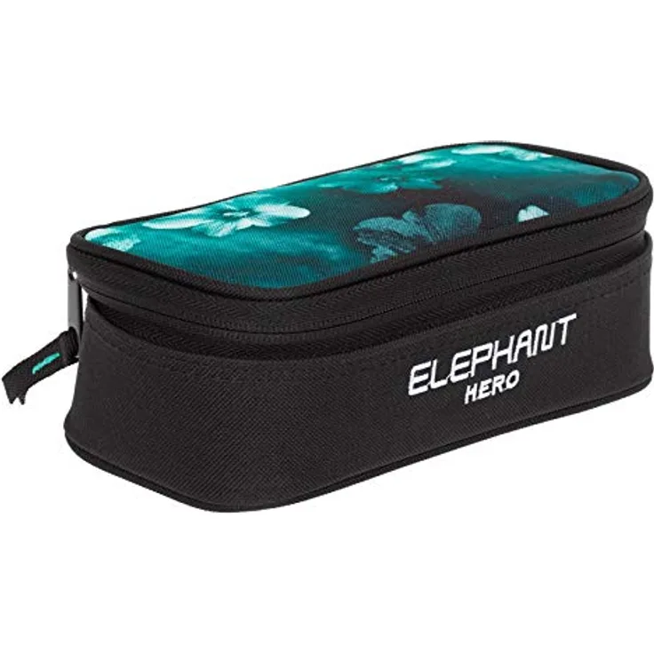 Elephant Mäppchen Jungen Mädchen Federtasche Box Hero Signature Pennal 12727 (Flower Türkis-Schwarz Verlauf)