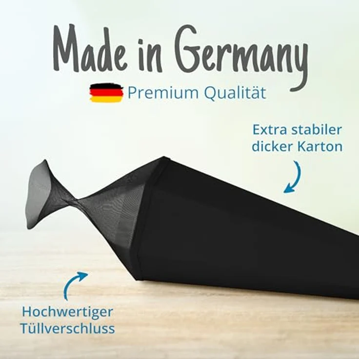 itenga Bastelschultüte Schultütenrohling Zuckertüte Schultüte eckig 85 cm mit Tüllverschluss (schwarz) – Bild 4