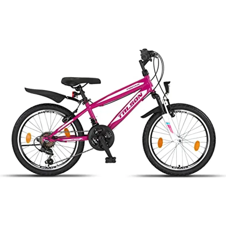 Talson 20 Zoll Fahrrad 18-Gang Shimano Mountainbike - mit Gabelfederung und Beleuchtung Neu Lila