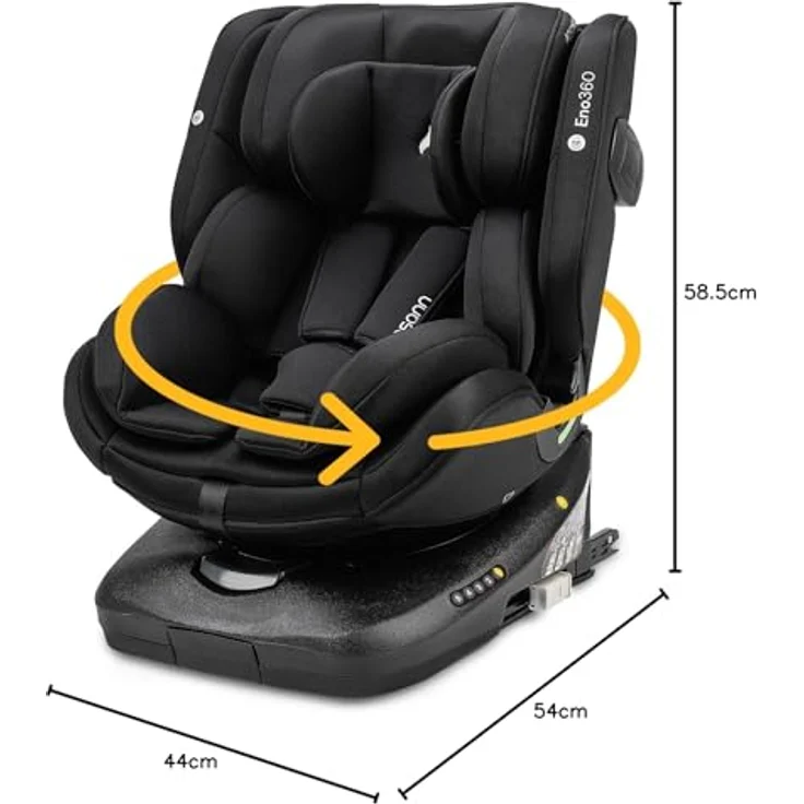 Osann Autokindersitz Eno360 i-Size, 360° drehbarer Reboarder Kindersitz Isofix, ab Geburt bis 12 Jahre, Baby Autositz, schwarz – Bild 11