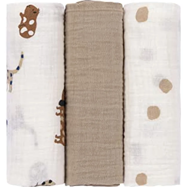 LÄSSIG Baby Puckdecke Spuckdecke Pucktuch Mulltuch 3er Set Baumwolle 85 x 85 cm/Swaddle & Burp Blanket L Little Mateys royal blue – Bild 4