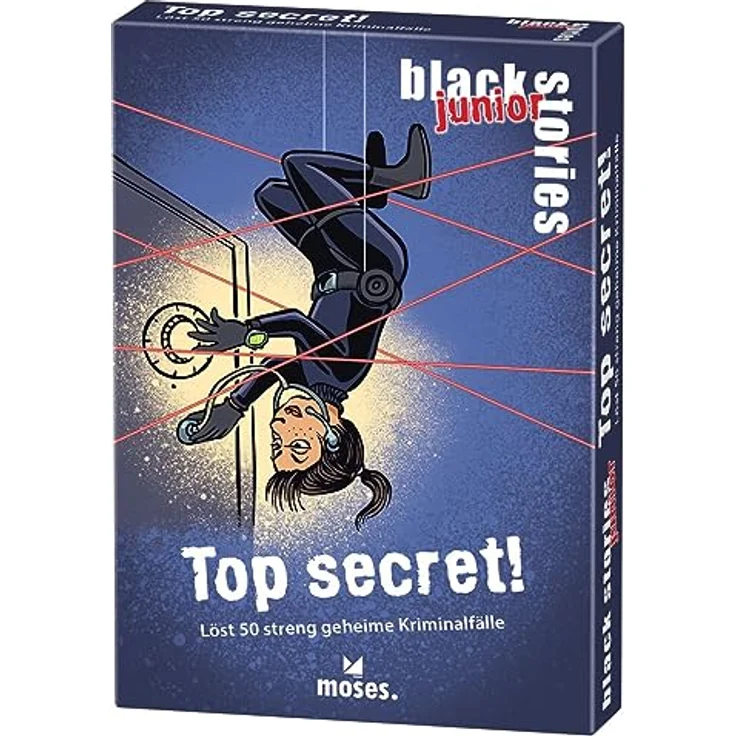 moses. black stories junior Top secret! - 50 Rätsel rund um streng geheime Kriminalfälle, Rätsel Kartenspiel mit Spielvariante und Punktechips, Rätselspiel für Kinder ab 8 Jahren – Bild 1