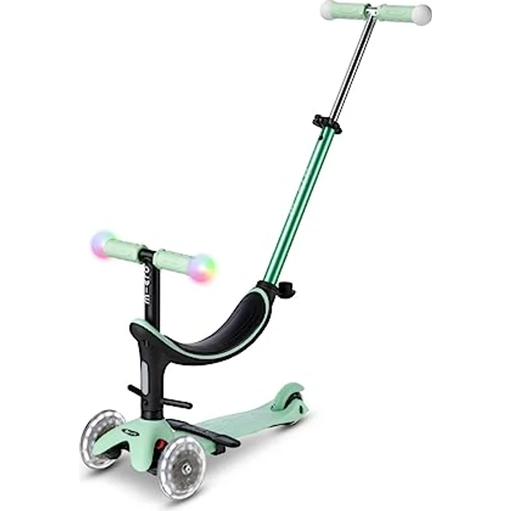 MICRO Micro Mini2Grow Deluxe Magic LED Scooter aus Glasfaserverstärktem Kunststoff in Mint für Kleinkinder, MMD357 - Verstellbare Lenkerhöhe und LED Wheels – Bild 1