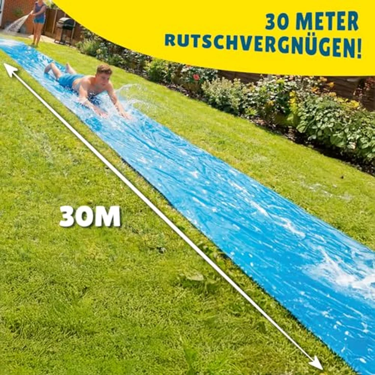 OriginalCup® Dreifache riesige Wasserrutschmatte XXXXXL, 30 Meter Slip’n Slide, wetterbeständig, robust, für Kinder und Erwachsene, für unvergesslichen Wasserspaß im Freien – Bild 3