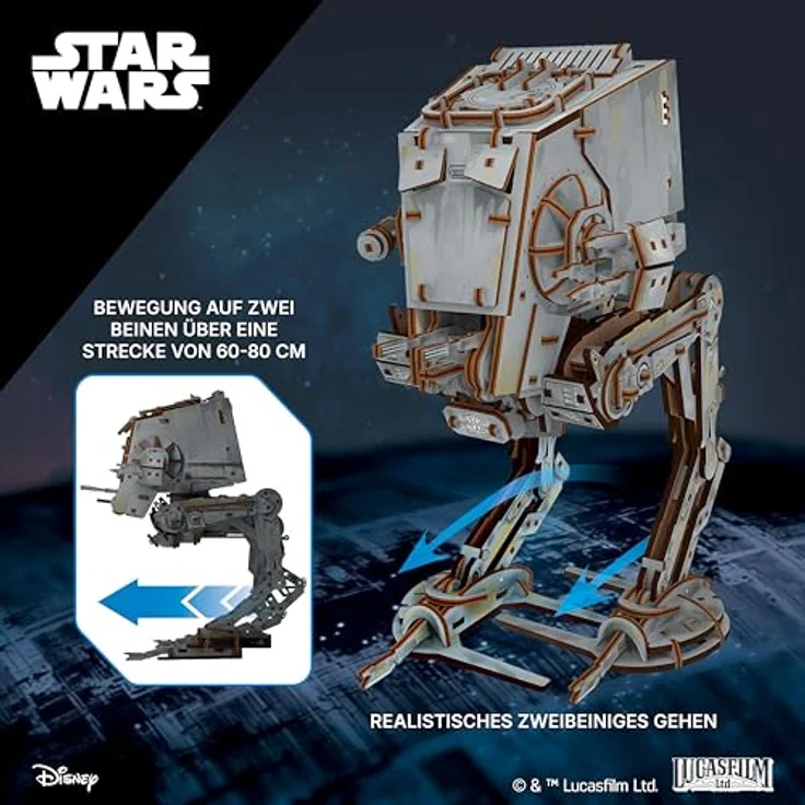 UGEARS Star Wars AT-ST Walker 3D Holzpuzzle, Mechanisches Laufmodell aus Holz mit Zahnrad-System, Modellbausatz für Erwachsene – Bild 4