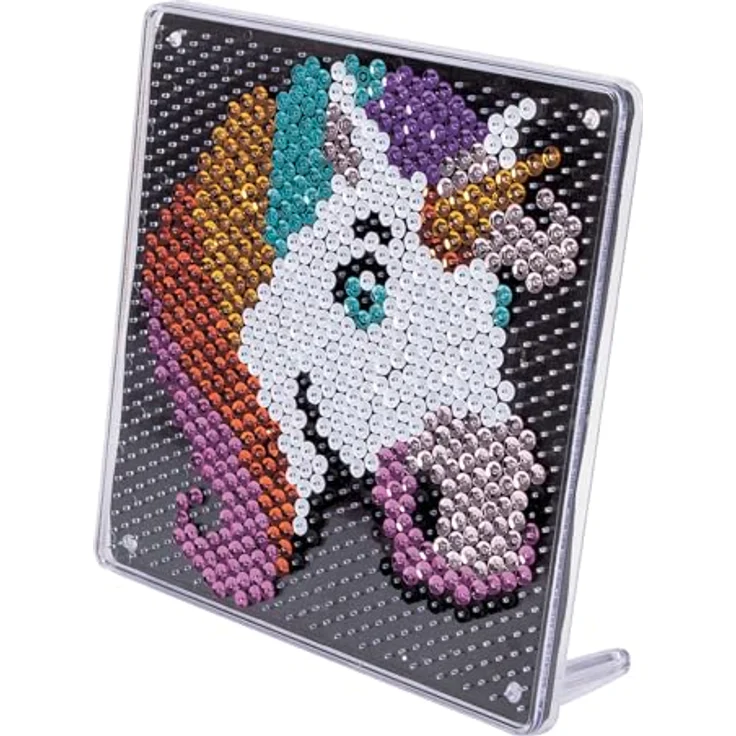 SIMBA Art&Fun Sequin Einhorn, Bastelset mit 700 Pailletten und doppelseitiger Vorlage, 18x18cm – Bild 3