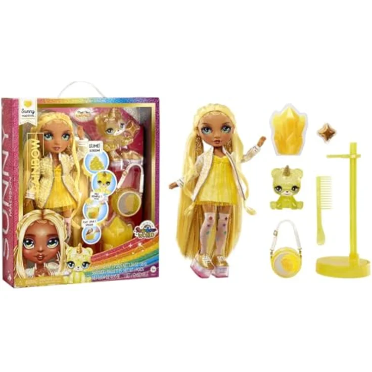 Rainbow High Anziehpuppe Classic Rainbow Fashion Doll- Sunny (yellow) mit funkelndem Haustier und Glitzerschleim - Preisvergleich – Bild 2