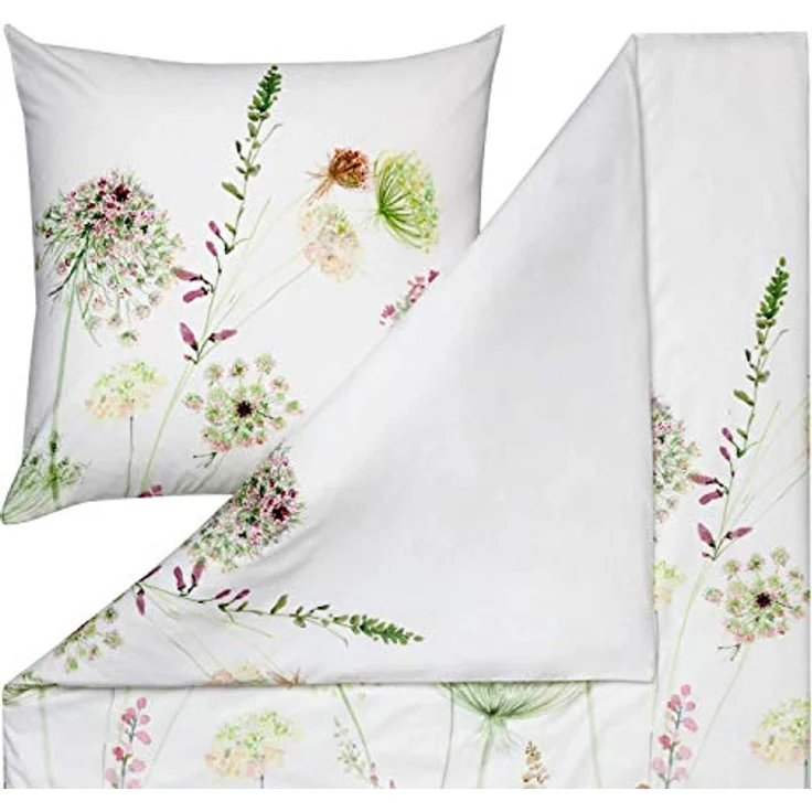 ESTELLA Kuschelflanell Bettwäsche Meadow, grün, 1 Bettbezug 155 x 220 cm + 1 Kissenbezug 80 x 80 cm, atmungsaktiv und temperaturausgleichend, Öko-Tex Standard 100 – Bild 2