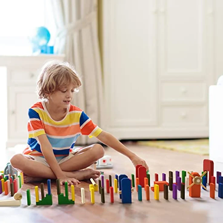 calmado - Domino Spiel 1000 teilig Dominosteine aus Holz, Spielzeug ab 3 Jahre - Bausätze für Kinder - Domino Giga Edition im Set + Tasche + Anleitung + Accessoires – Bild 6
