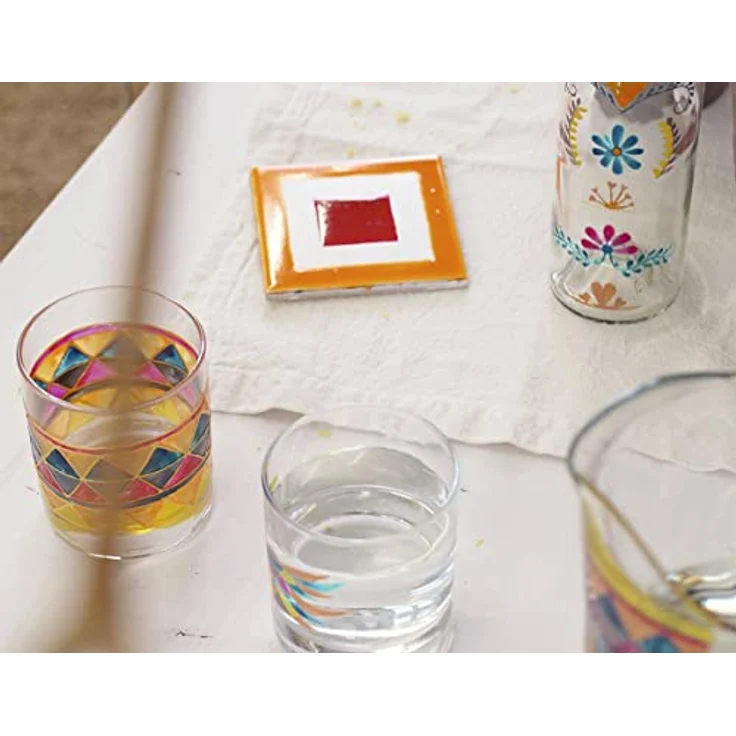 KREUL 16296 - Glass & Porcelain Clear wasserblau, im 20 ml Glas, transparente Glas- und Porzellanmalfarbe auf Wasserbasis, schnelltrocknend, glasklar – Bild 2