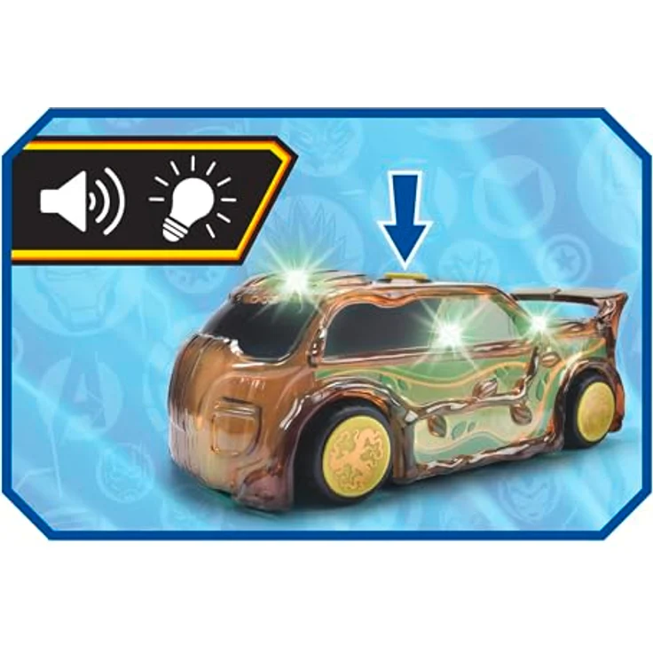Dickie Toys Marvel Light Hero Groot, Spielzeug-Auto 1:32 mit Licht- und Soundeffekten, inkl. Batterien, braun/grün – Bild 4