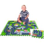 LittleTom 12 Teile Puzzlematte Straße für Kinder - 30x30 Indoor & Outdoor - Spielzeug Autostrasse Puzzle - Spielteppich Straße Spielmatte Auto Kinderteppich in Blau