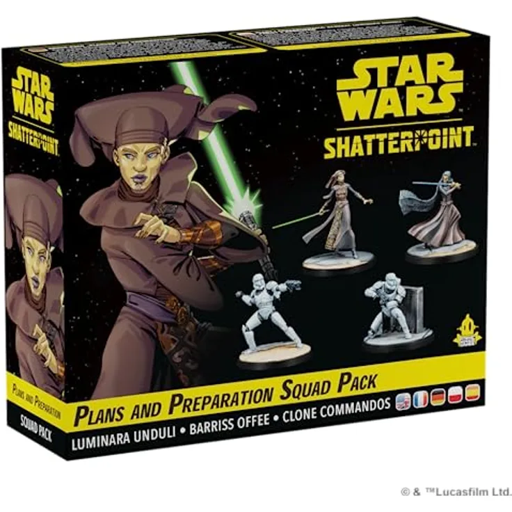 Atomic Mass Games Star Wars: Shatterpoint - Plans and Preparation Squad Pack, 4 unbemalte Miniaturen mit Jedi-Meisterin Luminara Unduli und Barriss Offee