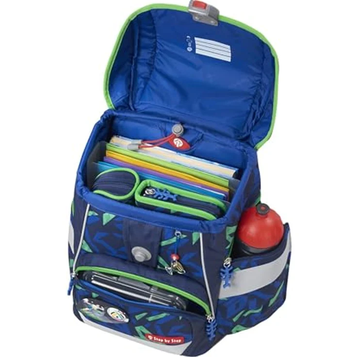 Step by Step Schulranzen-Set 2IN1 Plus "Soccer Ben" 6-teilig, ergonomischer Tornister, höhenverstellbar mit Hüftgurt, 19L, blau-grün – Bild 5