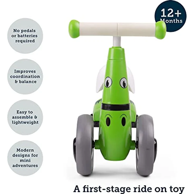 Bigjigs Diditrike Laufrad Krokodil, Spielzeugauto mit leichtgängigen Rädern und stabilem Design für kleine Kinder – Bild 2