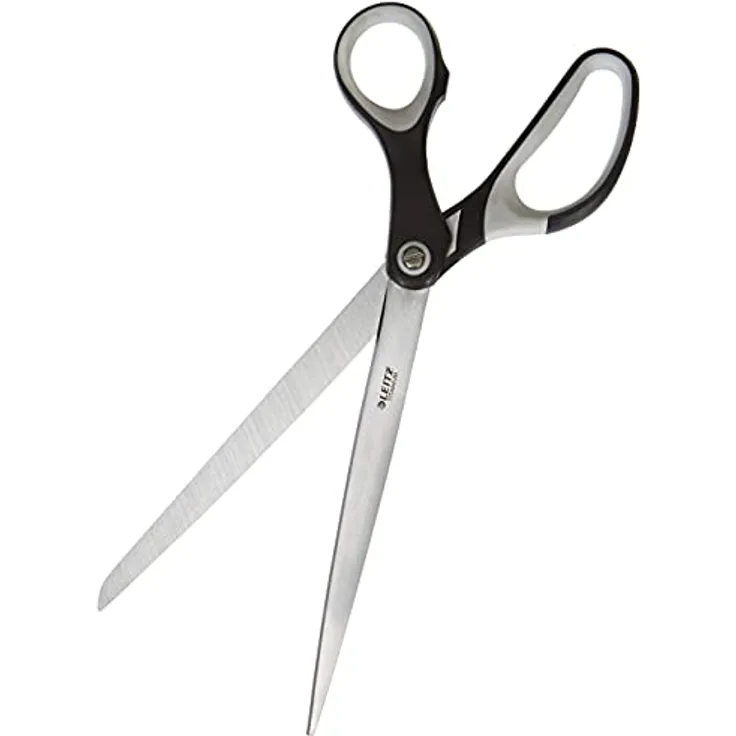 LEITZ Titan Papierschere 260mm, Qualitätsschere mit ergonomischen Soft-Grip Griffen und ultrascharfen titanbeschichteten Klingen, schwarz