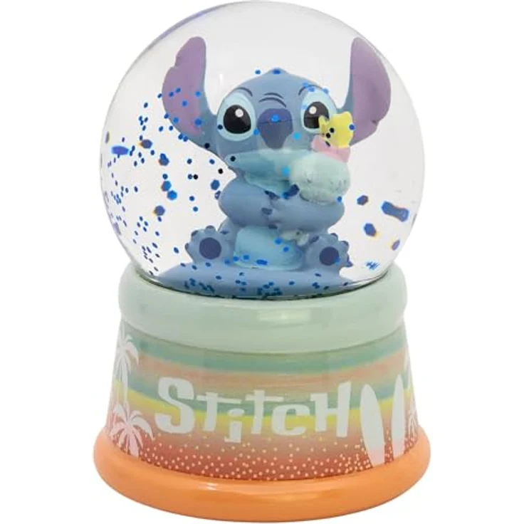 STOR Stitch Glas Schneekugel, Mehrfarbig, 9.5 × 7 × 7 cm in stabiler Geschenkbox – Bild 1